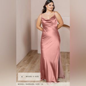 Revelry Skye Satin Dress. Color desert rose, size 12